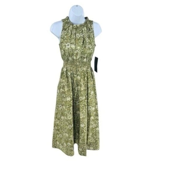 Tuckernuck Bergamot Walker Dress XS NWT Green Floral Midi Cotton Pockets - Picture 6 of 11